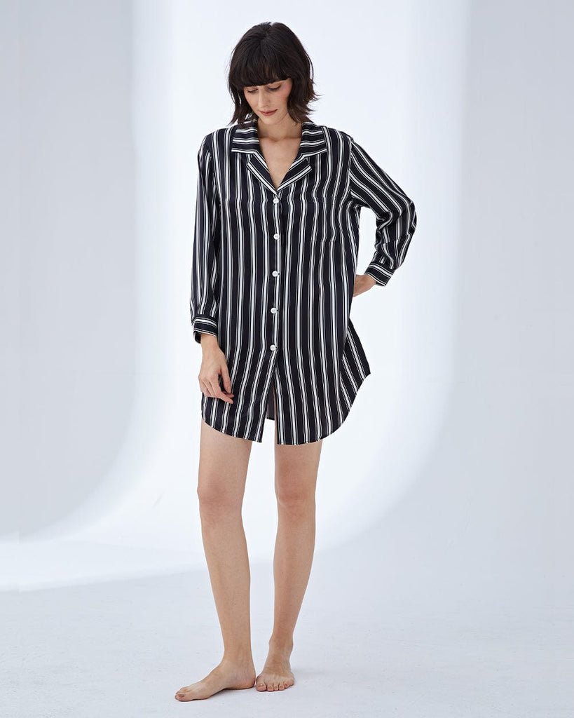 19 Momme Heavy Silk Loungewear Women's Short Shirt Dress