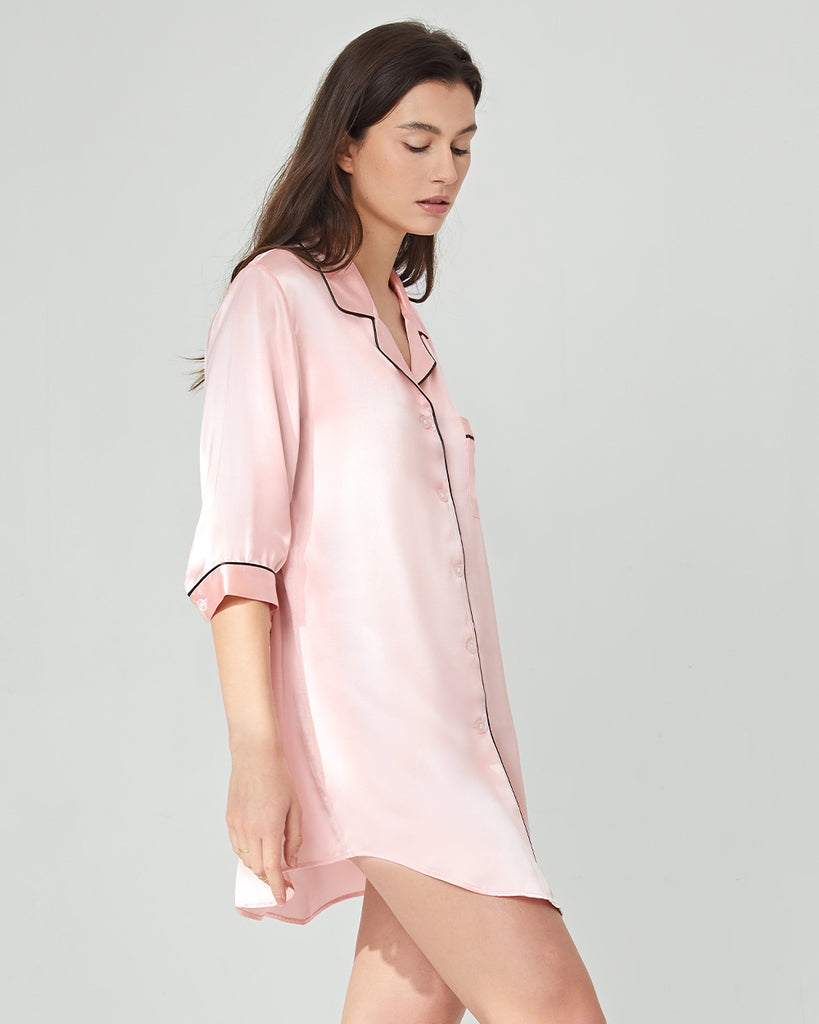 19 Momme Heavy Silk Loungewear Women's Short Shirt Dress