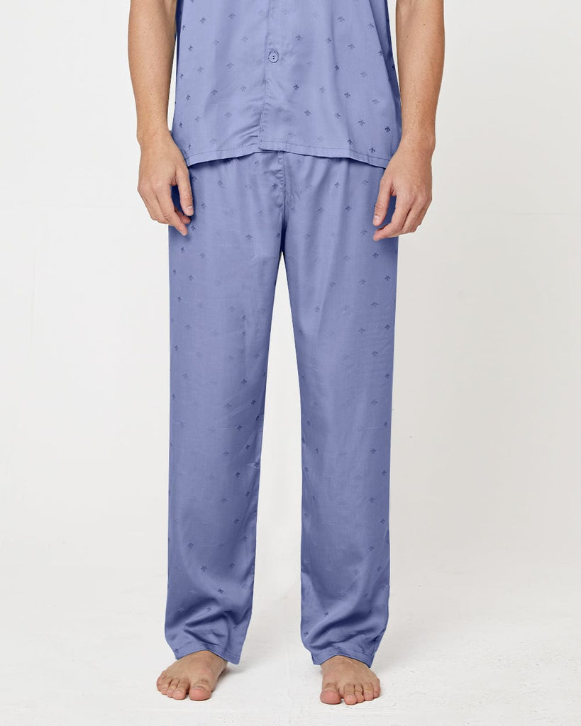 Blue Lyocell Pajamas Men's Casual Pants