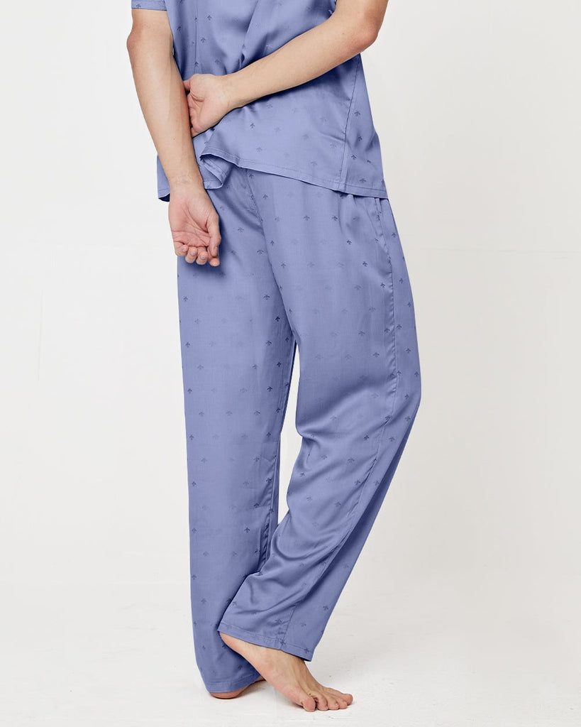 Blue Lyocell Pajamas Men's Casual Pants