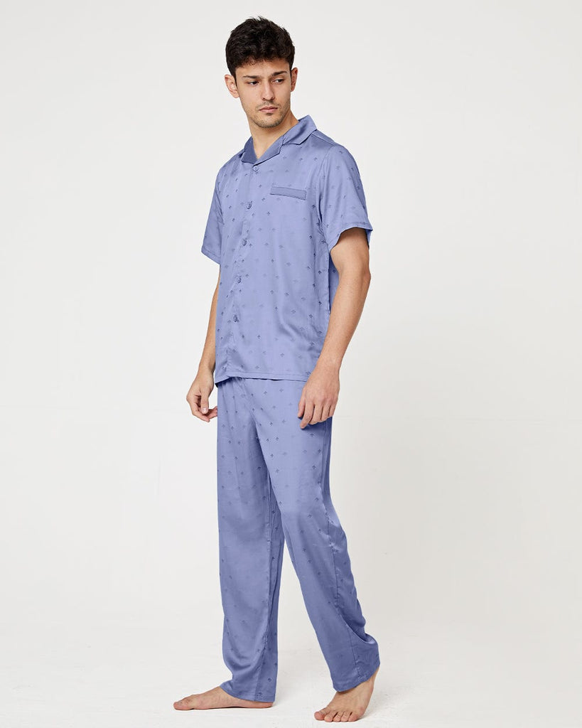 Blue Lyocell Pajamas Men's Casual Pants