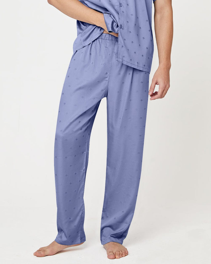 Blue Lyocell Pajamas Men's Casual Pants