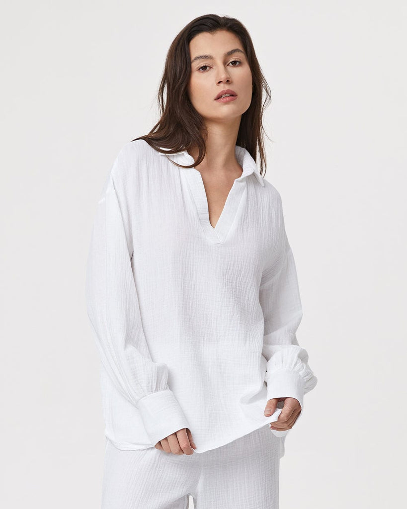 Cotton Pajamas Women's Lantern Long Sleeve Top