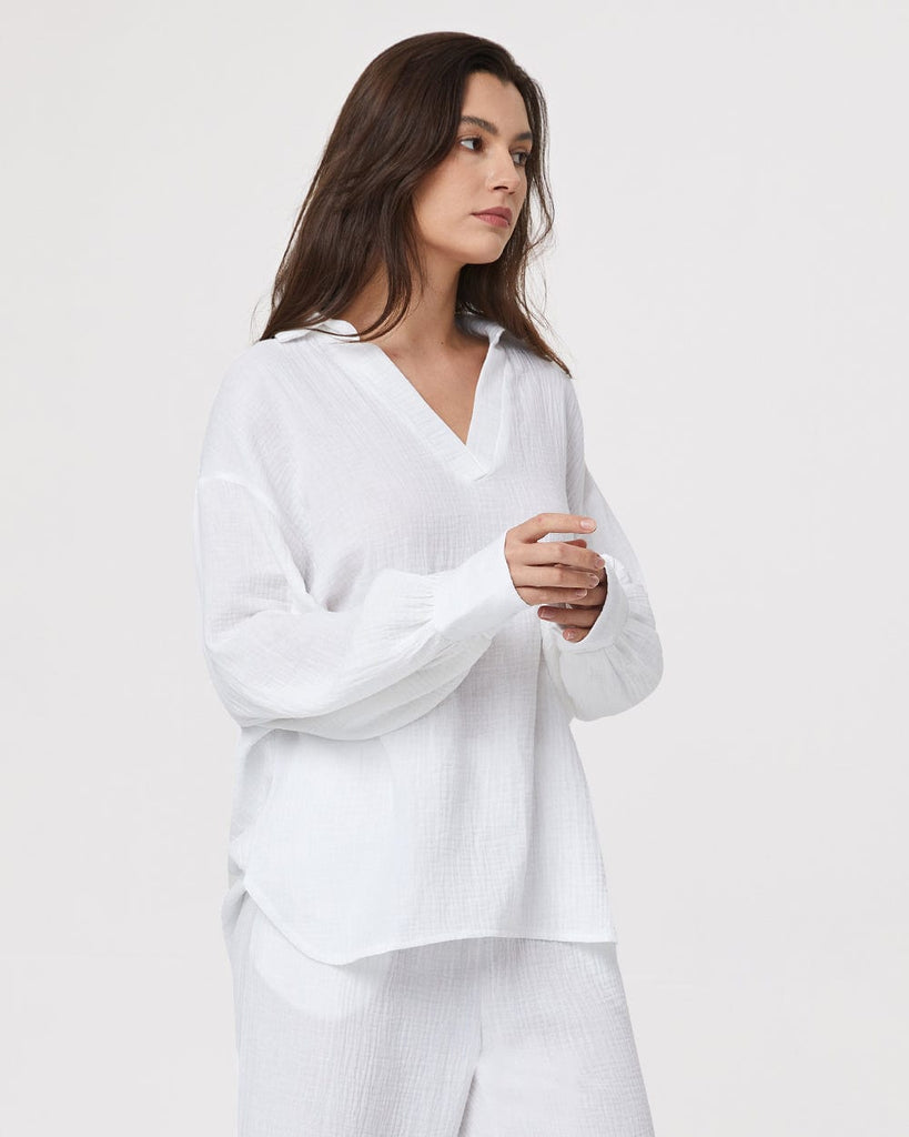 Cotton Pajamas Women's Lantern Long Sleeve Top