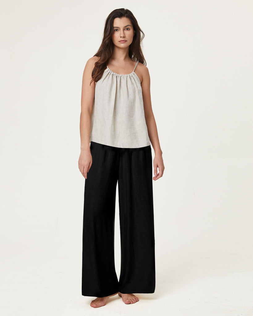 Cotton & Ramie Loungewear Women's Wide Leg Pants