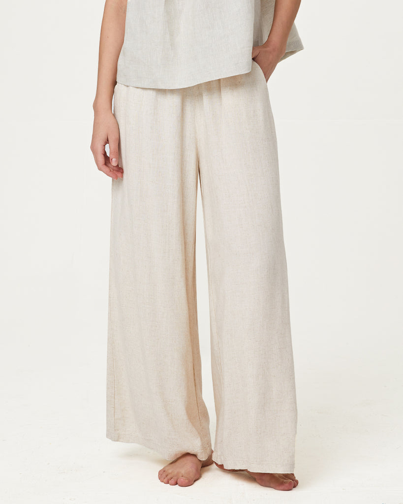 Cotton & Ramie Loungewear Women's Wide Leg Pants