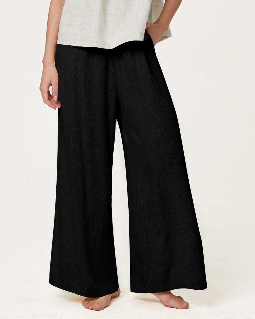 Cotton & Ramie Loungewear Women's Wide Leg Pants