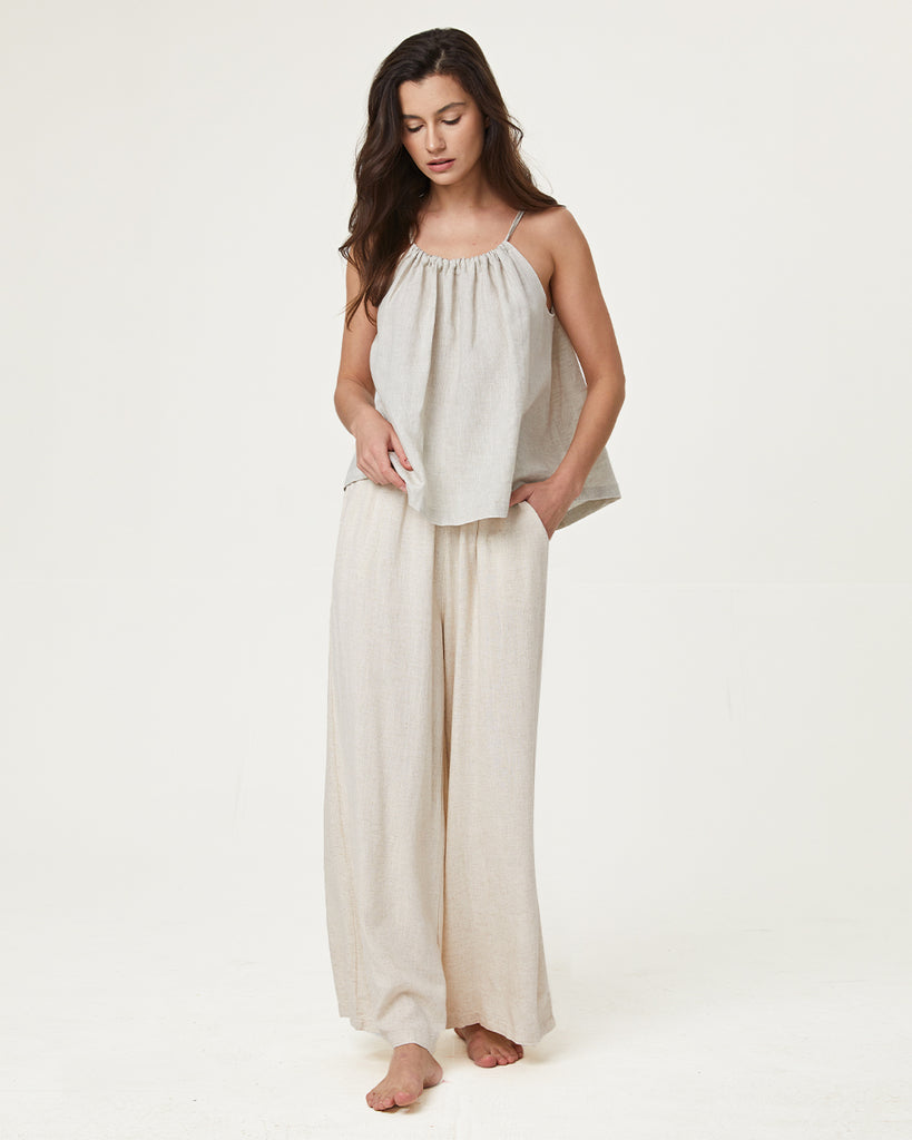 Cotton & Ramie Loungewear Women's Wide Leg Pants