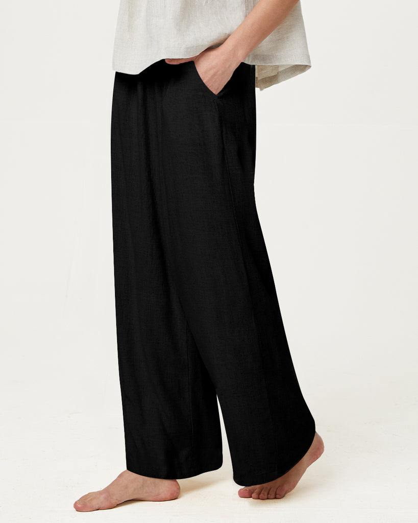 Cotton & Ramie Loungewear Women's Wide Leg Pants