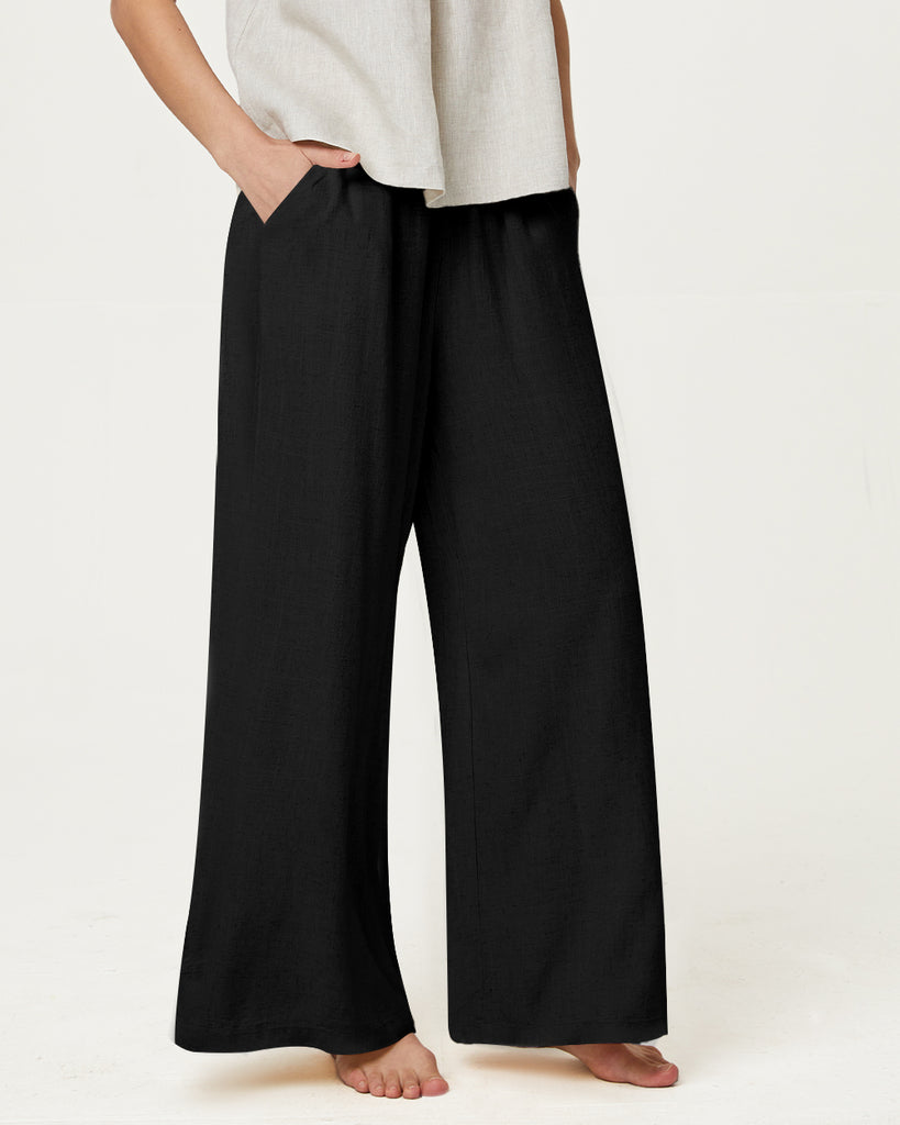 Cotton & Ramie Loungewear Women's Wide Leg Pants