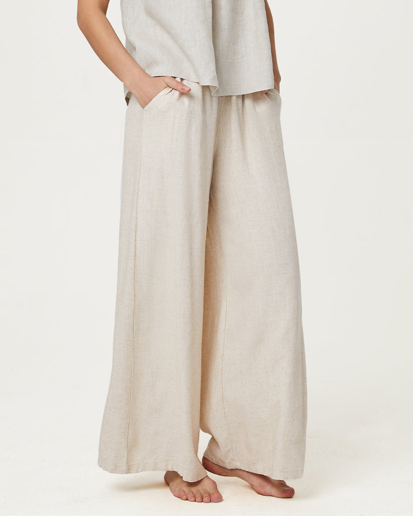 Cotton & Ramie Loungewear Women's Wide Leg Pants