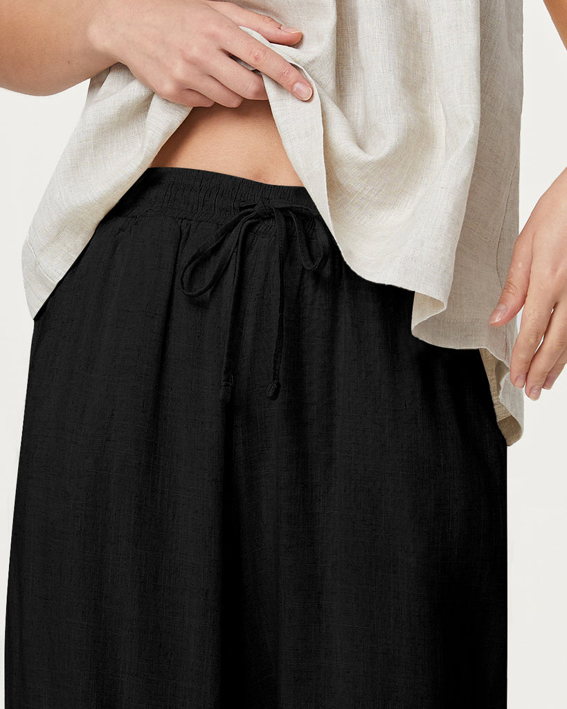 Cotton & Ramie Loungewear Women's Wide Leg Pants