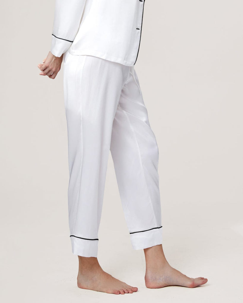 Black White 19 Momme Silk Pajamas Women's Pants