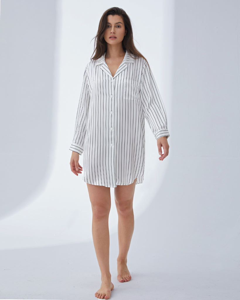 19 Momme Heavy Silk Loungewear Women's Short Shirt Dress