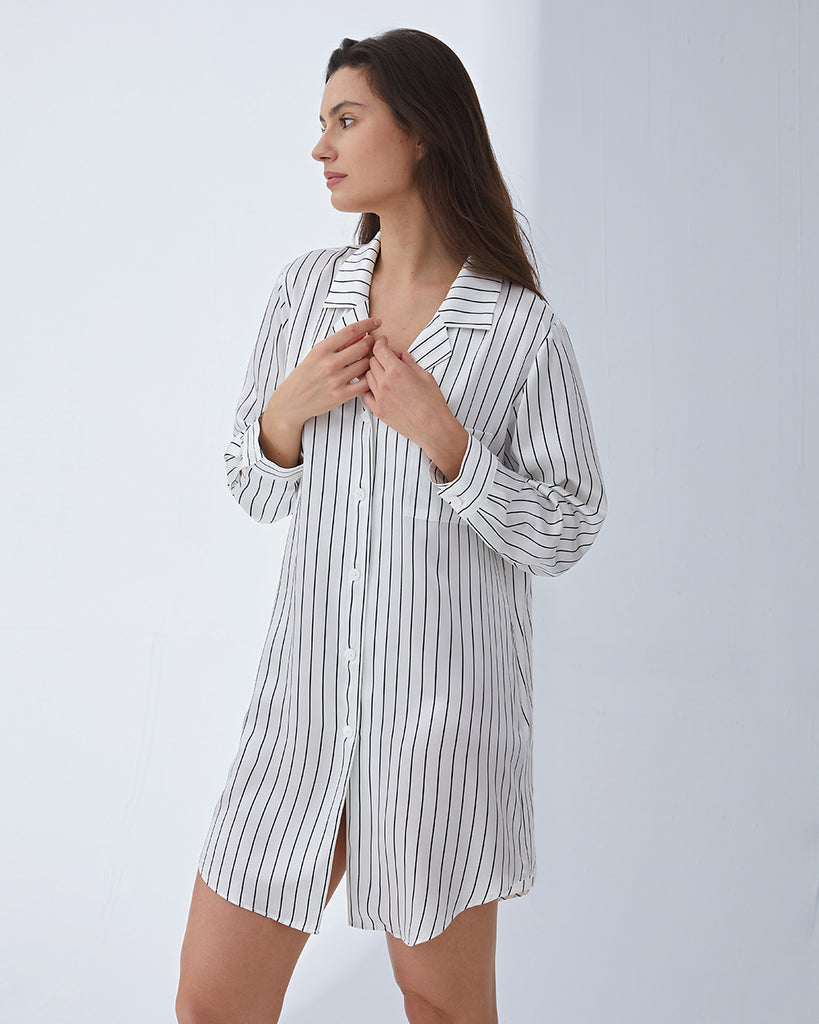 19 Momme Heavy Silk Loungewear Women's Short Shirt Dress