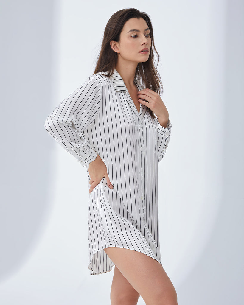 19 Momme Heavy Silk Loungewear Women's Short Shirt Dress