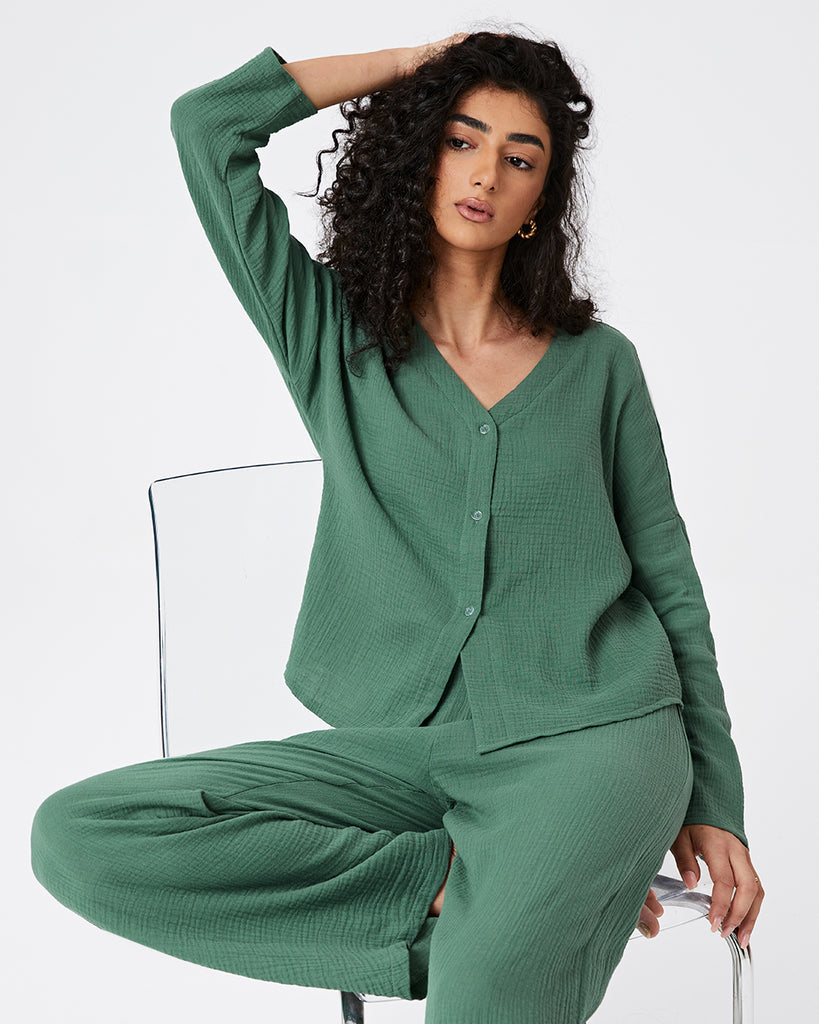 Cotton Pajamas Women's Long Sleeve Top