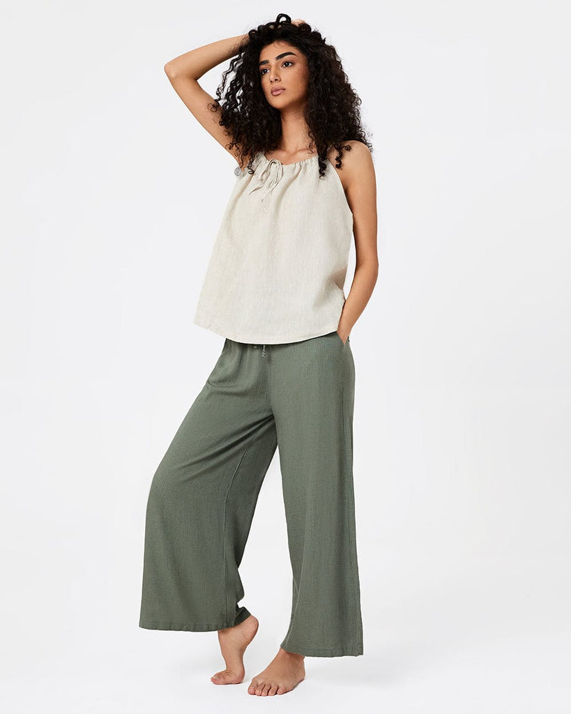 Cotton & Ramie Loungewear Women's Wide Leg Pants