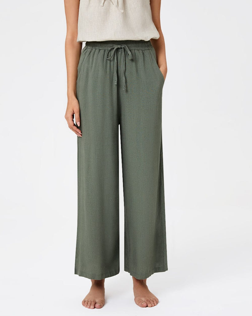 Cotton & Ramie Loungewear Women's Wide Leg Pants