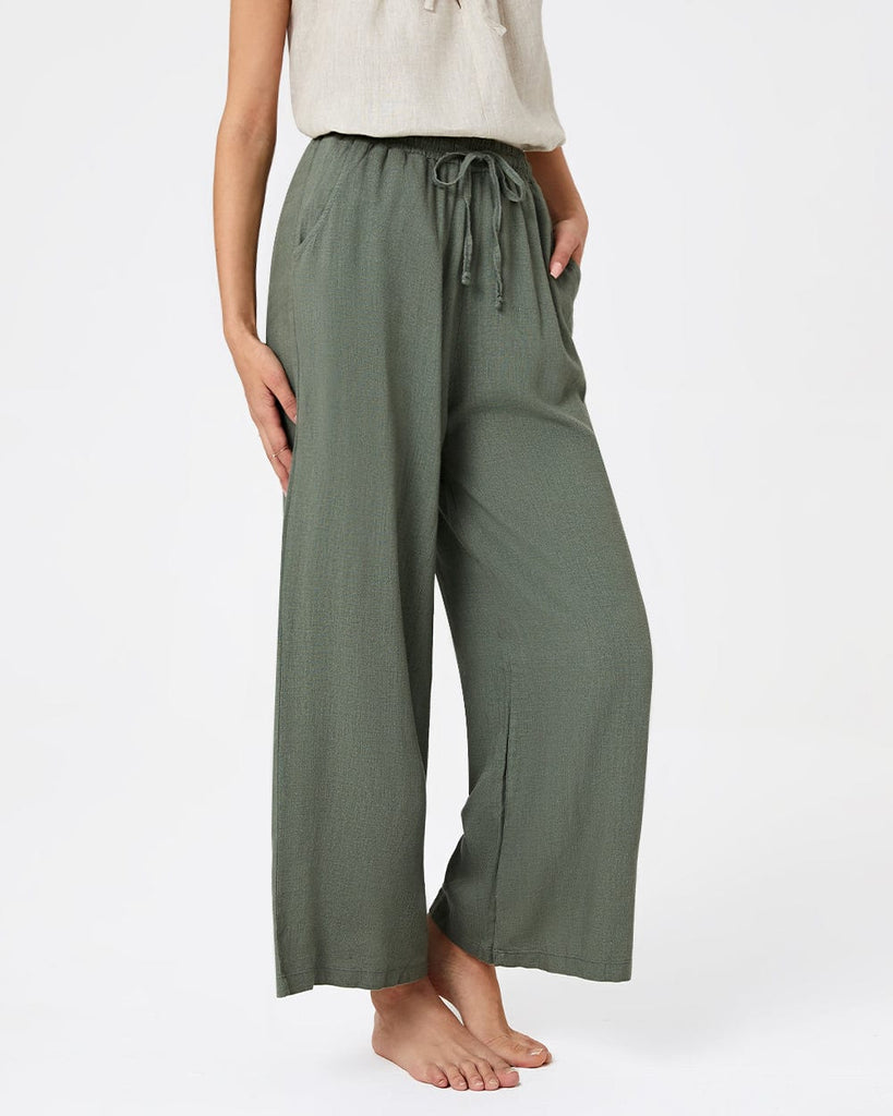 Cotton & Ramie Loungewear Women's Wide Leg Pants