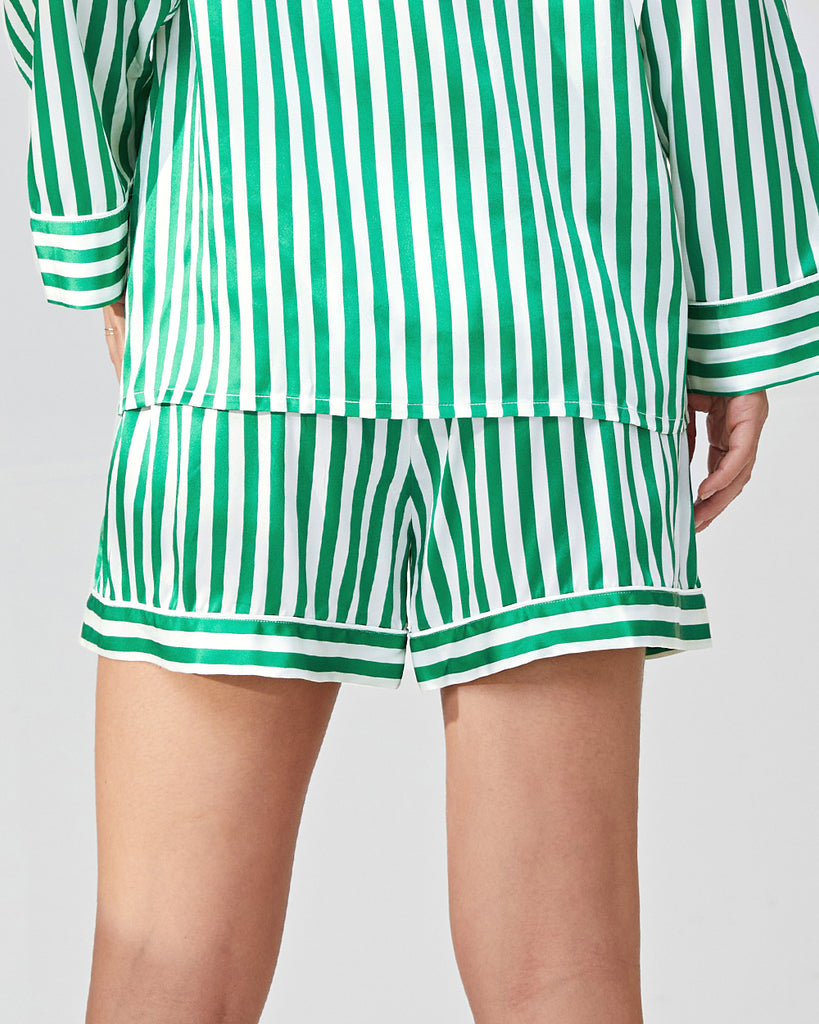 19 Momme Silk Pajamas Women's Stripes Pattern Shorts