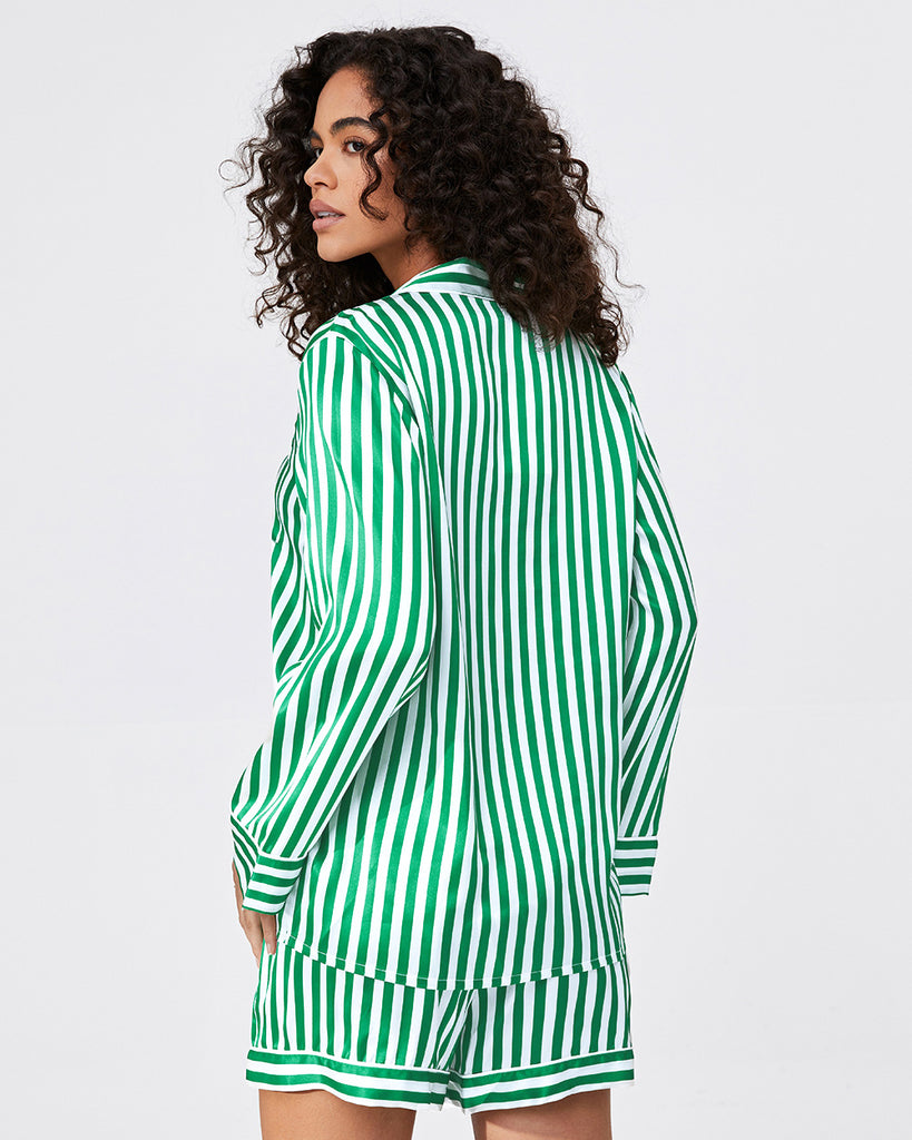 19 Momme Silk Pajamas Women's Stripes Pattern Shirt