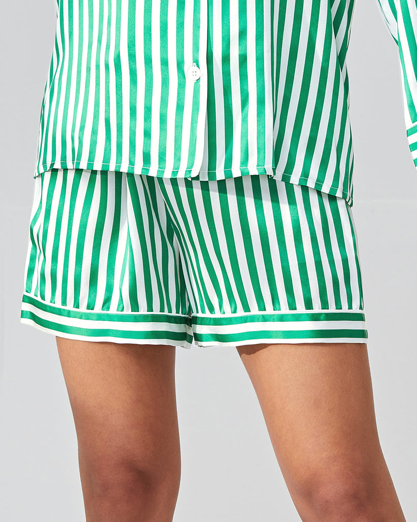 19 Momme Silk Pajamas Women's Stripes Pattern Shorts