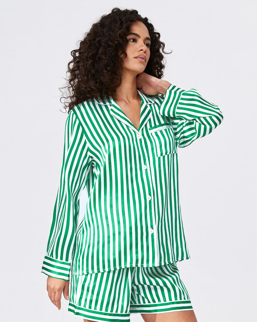 19 Momme Silk Pajamas Women's Stripes Pattern Shirt