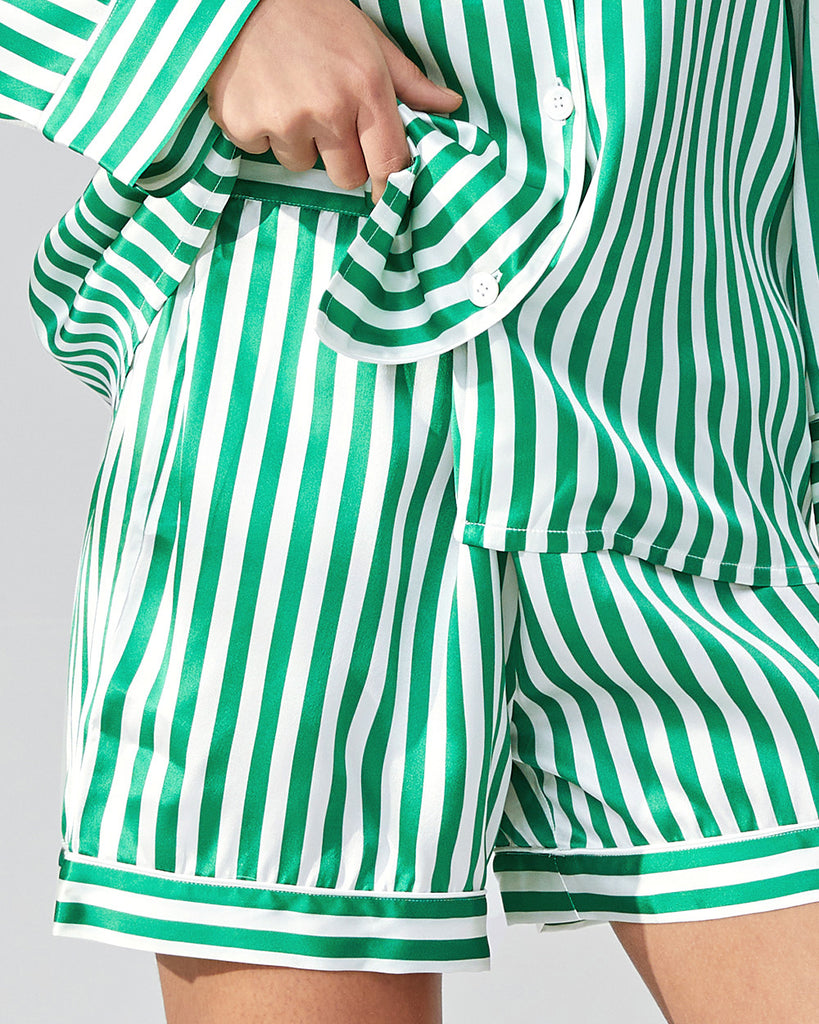 19 Momme Silk Pajamas Women's Stripes Pattern Shorts