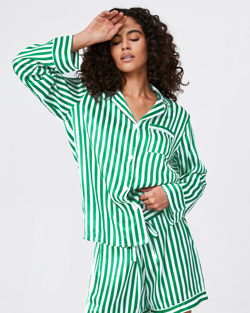 19 Momme Silk Pajamas Women's Stripes Pattern Shirt