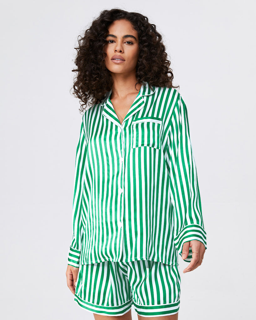 19 Momme Silk Pajamas Women's Stripes Pattern Shirt