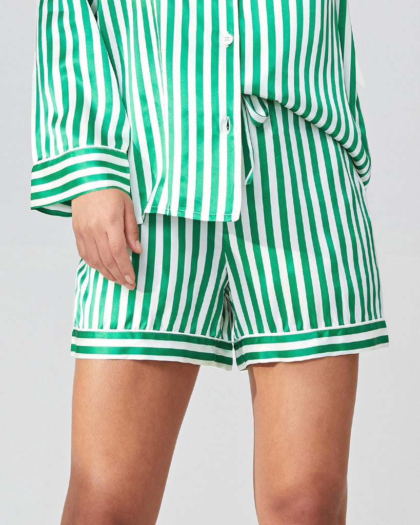 19 Momme Silk Pajamas Women's Stripes Pattern Shorts