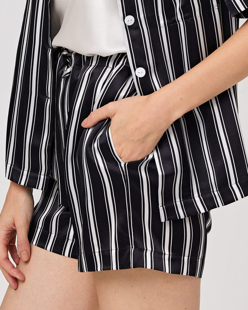 19 Momme Silk Pajamas Women's Stripes Pattern Shorts