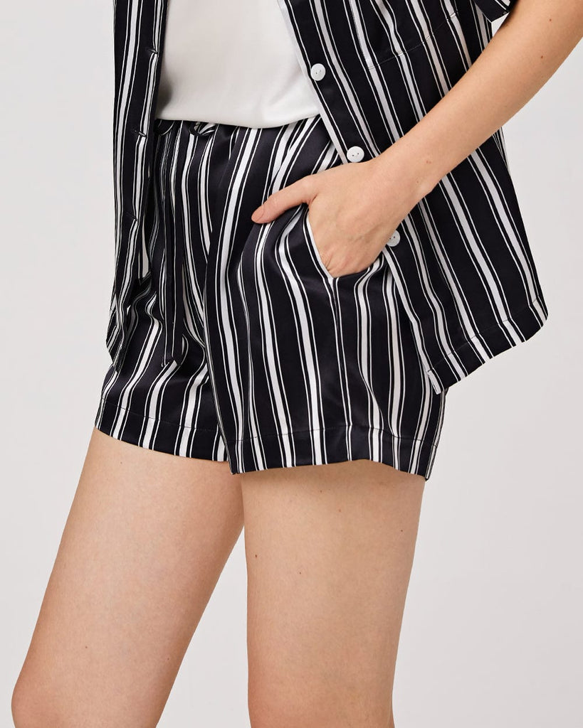 19 Momme Silk Pajamas Women's Stripes Pattern Shorts