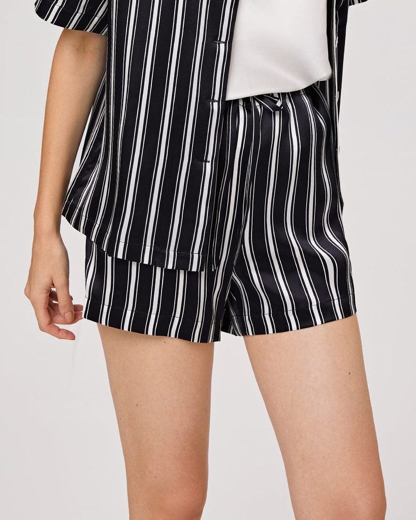 19 Momme Silk Pajamas Women's Stripes Pattern Shorts