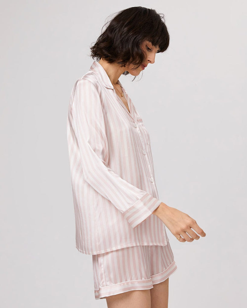 19 Momme Silk Pajamas Women's Stripes Pattern Shirt