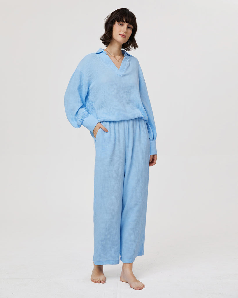 Cotton Pajamas Women's Lantern Long Sleeve Top