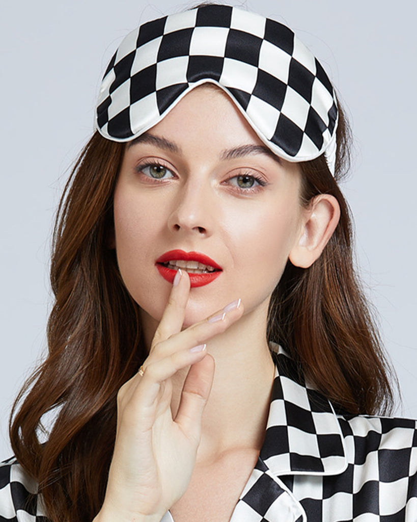 19 Momme Silk Checkerboard Eye Mask