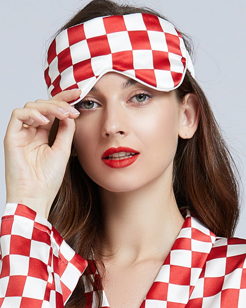 19 Momme Silk Checkerboard Eye Mask